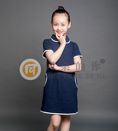 夏季輕中式學院短袖連衣裙